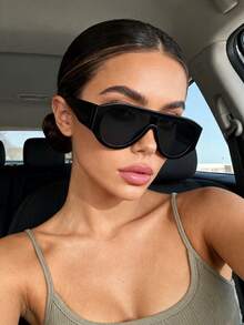 1副女士塑料几何全框豹纹太阳镜，基础款优雅美学休闲时尚眼镜，适合旅行、返校、派对、海滩、热带海滩度假等场合，配饰齐全。 - 彩色 - 查看 11