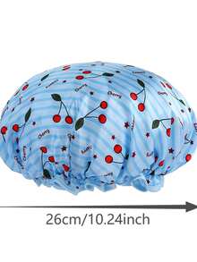 1pc Double-Layer Women's Shower Cap, Waterproof Satin Cartoon Shower Cap, Makeup Cap, Sleep Cap, Home Shower Cap - Thickened version - View 10