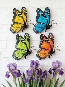 2 Chiếc Bướm Kim Loại Nhiều Màu Sắc Trang Trí Tường - Trang Trí Nghệ Thuật Bướm Mùa Xuân & Hè Ngoài Trời, Đồ Thủ Công Mỹ Nghệ Thuật Bằng Sắt, Đồ Trang Trí Treo Cho Hàng Rào, Ban Công, Sân Sau, Trong Nhà, Hiên Nhà và Sân Trong. - A - Xem 4