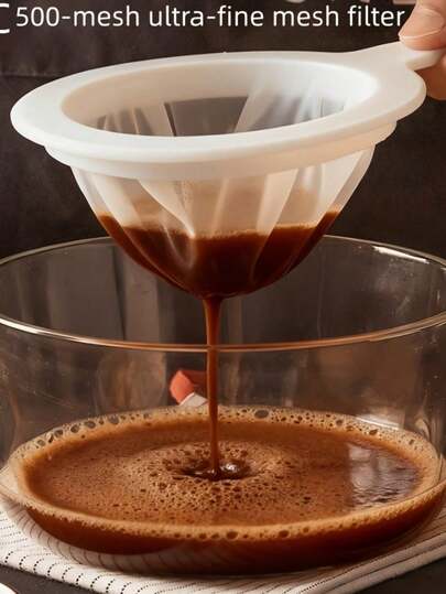 1个500目细网过滤器 | 悬挂式网筛，适用于家庭酿造、厨房过滤，可重复使用，细网过滤器，可用于过滤果汁和面粉，易于清洁，多功能过滤工具，塑料材质