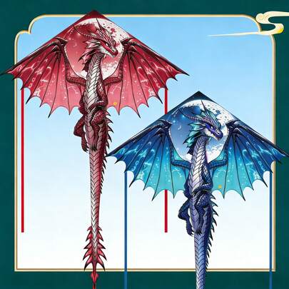 3D Cut Mysterious Ice Dragon Kite - Durable Polyester, Suitable For Outdoor Beach And Park Fun, Creative Holiday Gift Idea, Best Choice, Perfect Gift (Includes 100m Kite String) (The Picture Does Not Show The Kite String Due To Beautification)