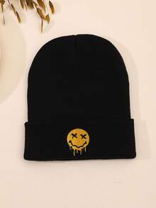 1pc European And American Men And Women Popular Melting Smiling Face Embroidered Knitted Hat, Pullover Warm Wool Hat - Knitted Face - View 18