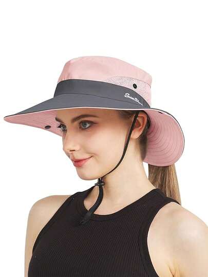 1pc Colorblock Lightweight Breathable Sun Protection Bucket Hat, Unisex Versatile Waterproof Quick-Dry Adjustable Drawstring Sun Hat, Suitable For Daily, Vacation, Outdoor Cycling, Hiking, Beach And Other Occasions, Spring/Summer