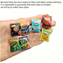 10/20/50pcs Resin Mini Dollhouse Accessories Food Potato Chips Snack Bags Suitable For Blyth OB11 Dolls Toys (Note: This Product Is Plastic, Not Magnet! Random Mix) - Multicolor - View 4