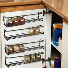 1pc No-Drill Wall Mounted Spice Rack, Space-Saving Design, Holds 6-8 Spice Jars. Ideal For Cabinet Doors And Wall Storage Of Seasonings, Stable With A Maximum Load Capacity Of 10kg. Perfect For Kitchen, Bathroom And Other Scenes. - Multicolor - View 11