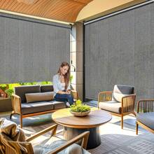 Toile d'ombrage en PEHD pour store vertical, tube en aluminium avec manivelle sans fil, store vertical, toile d'ombrage en PEHD pour pergola de terrasse, store de balcon - Gris foncé - Voir 3