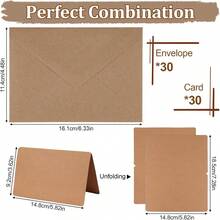 Bộ 60 phong bì giấy Kraft kèm thiệp trắng, thiệp gấp, thiệp trắng tự làm, thiệp chúc mừng, thiệp mời, thiệp sinh nhật, thiệp cảm ơn (Màu nâu) - Loại A - Xem 4