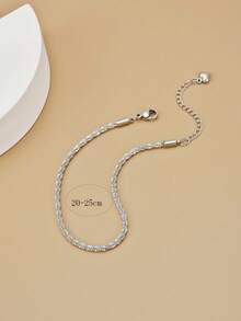 1pc Fashionable Twisted Chain Anklet, Stainless Steel Jewelry, Silver Color Jewelry, Suitable For Summer, Vacation, Beach Party, Daily Wear, Gift For Birthday, Eid Al-Fitr, Eid Al-Adha, Holiday - Silver - View 5