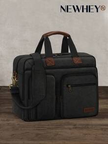 NEWHEY Tas Bahu Kanvas Pria Ukuran 15,6/17,3 Inci, Tas Selempang Laptop Tahan Air untuk Kerja dan Sekolah - MultiWarna - View 2