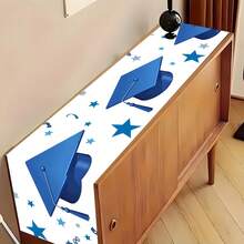 1pc Multi-Color Graduation Table Runner, Congrats Grad Table Flag With Grad Cap & Stars, Graduation Party Table Decor, Tablecloth Suitable For Graduation Ceremony, Banquet, Dining Table, Entryway Table, Celebration Events - Multicolor - View 16