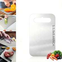 1pc Durable Stainless Steel Cutting Board, Double-Sided Chopping Board - Non-Slip Base, Easy To Clean With Handle - Corrosion-Resistant Stainless Steel Material, Suitable For Meat, Vegetables, Fruits Processing - Dishwasher , Portable For Indoor And Outdoor Use - Essential For Home, Restaurant, Camping, Picnic - Stylish Metal Design, Durable Kitchen Tool, Kitchen Accessory, Cutting Board, Christmas Gift - - - View 9