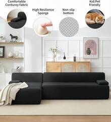 Techigher Modular Sectional Sofa, L-Shaped Corner Couch With Chaise, Boneless Couches, Sofa Bed For Living Room Bedroom, No Assembly Required, Compressed Packaging - Black - View 5
