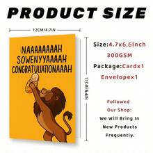 1pc Lion Style Greeting Card - Adorable Lion And Cub Design, Suitable For Newborn, Baby Shower Or New Parents Celebration, Unique Greeting Card - A - View 5