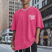 100% Cotton Christian Jesus Shirts For Men Religious Praise The Lord Bible Verse Shirt Oversized Graphic Tees Acid Wash Tshirt- Unisex Women's & Men - 粉色 - 查看 5
