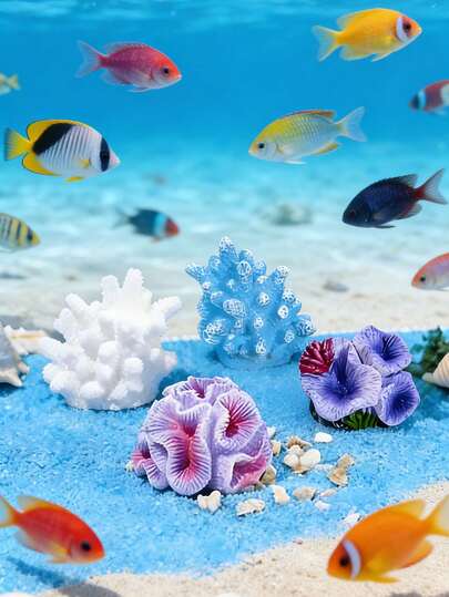 4 món đồ trang trí bể cá bằng nhựa, mô hình tiểu cảnh biển Địa Trung Hải với cụm san hô, thích hợp cho bể cá, hồ thủy sinh, bàn làm việc, sinh nhật, trang trí trung tâm chủ đề tàu ngầm, trang trí cây thủy sinh sống động như thật, thích hợp cho tiệc tùng, phòng khách.