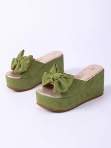 Giày sandal nữ 2025, sandal đế xuồng cao gót họa tiết da báo gợi cảm, sandal mũi tròn thoải mái, thích hợp cho mùa xuân/hè, dự tiệc hoặc phối cùng váy. - Màu xanh chanh - Xem 9