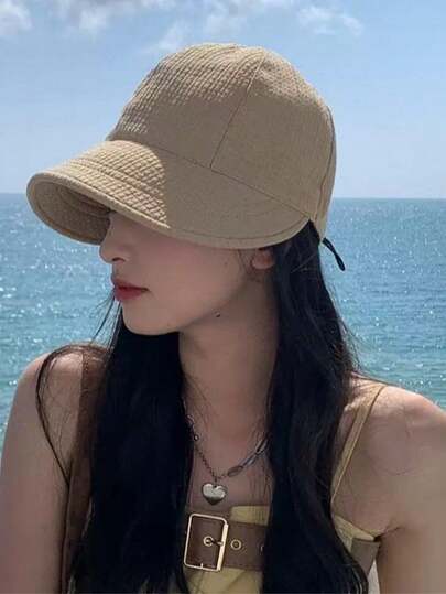 华夫格纹理渔夫帽，时尚百搭女士遮阳帽，春夏款