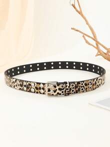 1 chiếc thắt lưng unisex thời trang màu trắng sáng với họa tiết mắt mèo, phù hợp cho nhiều dịp như lễ hội, gặp gỡ hàng ngày, tiệc tùng và đi chơi đêm. - Họa tiết da báo màu nâu - Xem 3