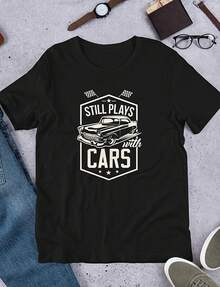 Still Pla With Clic Rs Mecic Auto Restorer Fathers Dahirt R Show Uni Jersehort Sve  T-Shirt220G Heavyweight 100% Cotton T-Shirt.  With Butterfly Print Pattern, Suitable For Girls And Wo's Short Sved Round Neck Inspirational Shirt, Cute Aesthetic Y2K Style Summer Top, Suitable For Outdoor, Family, Work Or Street Wear Casual Loose Daily T-Shirt - 黑色 - 查看 1