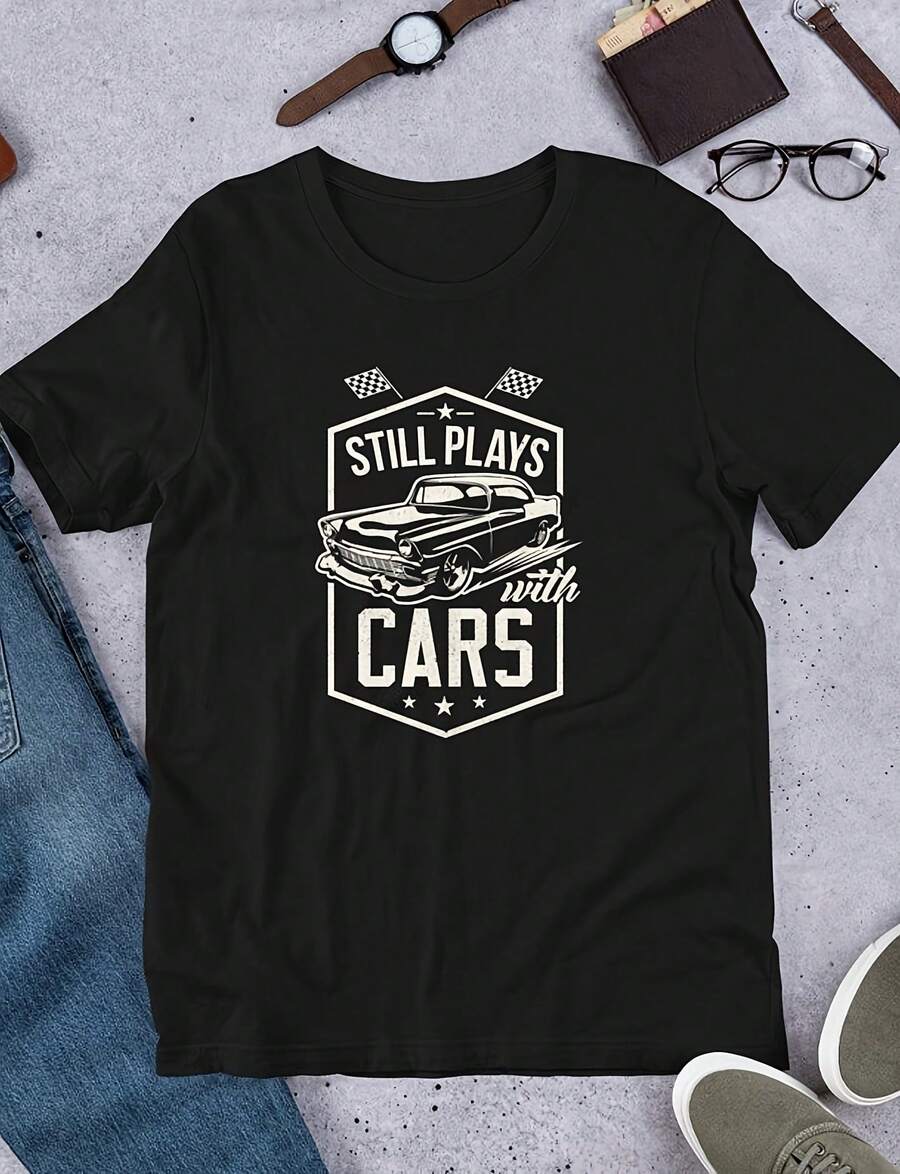 Still Pla With Clic Rs Mecic Auto Restorer Fathers Dahirt R Show Uni Jersehort Sve T-Shirt220G Heavyweight 100% Cotton T-Shirt. With Butterfly Print Pattern, Suitable For Girls And Wo's Short Sved Round Neck Inspirational Shirt, Cute Aesthetic Y2K Style Summer Top, Suitable For Outdoor, Family, Work Or Street Wear Casual Loose Daily T-Shirt - 黑色 - 查看 1