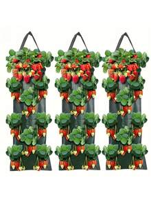 8-Pocket Hanging Strawberry Planting Bag, Made Of PE Material, With Perforated Planting Pockets, Household Multi-Pocket Fruit Cultivation Bag - Multicolor - View 4