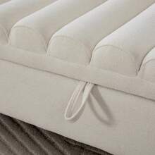 Banco de almacenamiento moderno tapizado de 65.75" de ancho con doble tapa, taburete de tela afelpada con reposabrazos enrollados, banco tipo diván con patas de madera de caucho para sala de estar, entrada, dormitorio, dormitorio universitario, color beige RR - Beige + Polar - Ver 3