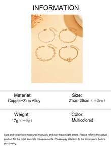 4pcs/Set Beach Vacation Style Golden Shell Handmade Chain, Versatile Faux Pearl Anklet With Alloy Starfish & Shell Decor, Suitable For Daily Wear And Holiday Travel, Chain Length Customizable - Multicolor - View 5