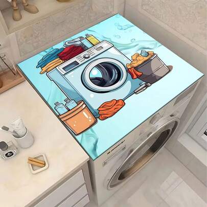1片装日常生活图案保护垫 - 防刮、吸水、耐用，适用于洗衣机和冰箱，可用于洗衣房、厨房台面、洗碗机，易于清洁，适配洗衣机，现代家居装饰设计，防止刮擦和液体泼溅。