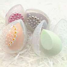 1/2pcs Makeup Sponge Storage Box, Transparent Makeup Blender Holder, Large Capacity Makeup Accessories For Holiday, Beach, Bathroom, Bedroom - Multicolor - View 3