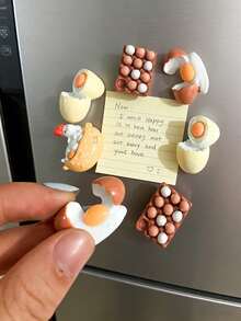 8pcs/4pcs/2pcs Cute Realistic Chicken Egg & Hen Acrylic Fridge Magnets, Suitable For Home Decor, Daily Use And Holiday/Birthday/Graduation Gifts - Multicolor - View 2