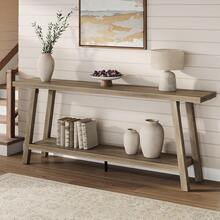 Beaully 70.8inch Long Farmhouse Entryway Tables, 2 Tier Rectangular Couch Table Behind Sofa, Accent Tables For Hallway, Entrance, Foyer, Living Room - Rustic Pear - View 1