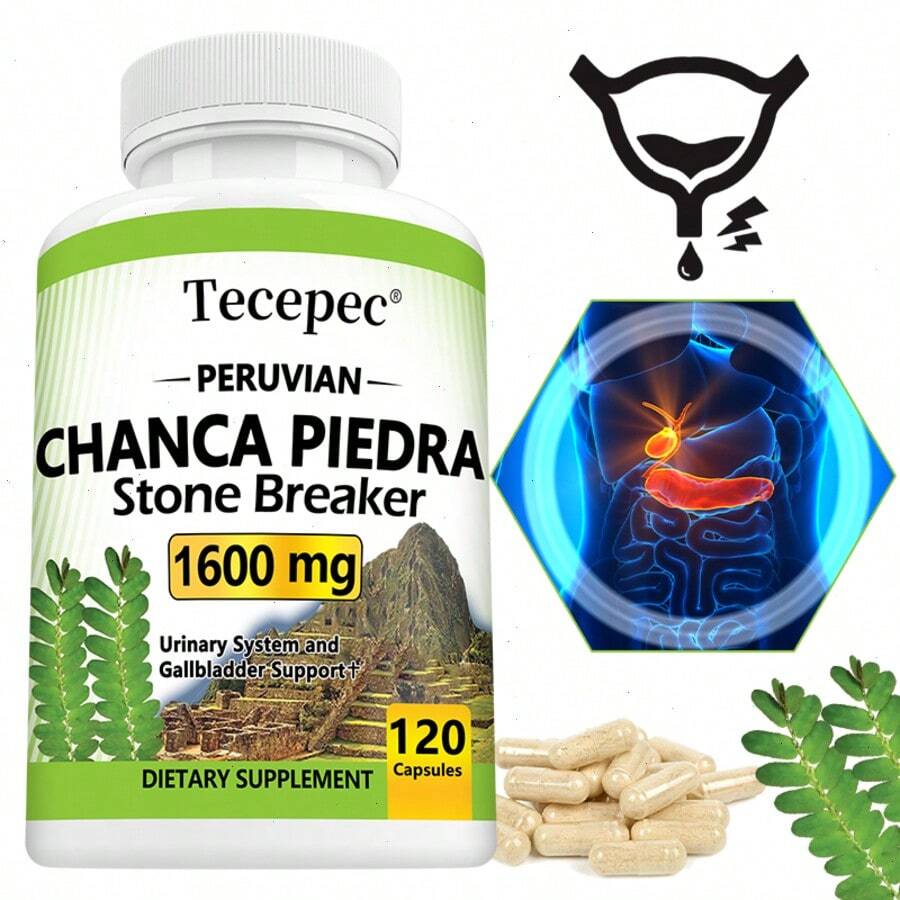120 Capsules - With Chanca Piedra Leaves - 1600NG Per Serving - Urinary Tract And Gallbladder Support - 1 chai - Xem 1