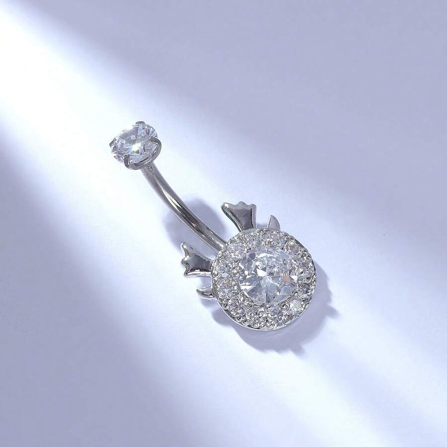 1pc G23 Titanium Fashionable & Delicate Belly Button Ring For Women - Silver - View 1