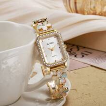 1件时尚精致花卉石英表，精准计时女士腕表，促销/年终/生日/节日礼物 - 金色 - 查看 8