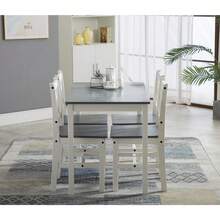Direct Classic Solid Wooden Dining Table And 4 Chairs Set Kitchen Home - Light Gray - View 3