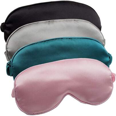 Sleep 4 Pack Silk Eye Cover Soft Satin Blindfold Elastic Strap Night Eyeshade Travel Nap Women Men C7US