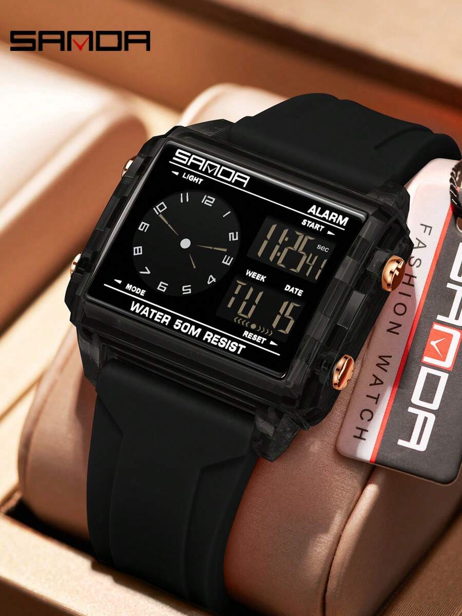 SANDA. SANDA 6368 Fashion Electronic Watches For Man Luminous Calendar Waterproof Clock Outdoor Sports Casual Ladies Digital Wrist Watch - Rose Gold - View 1