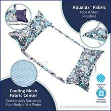 Aqua Original 4-in-1 Monterey Hammock Pool Float and Water Hammock Multi-Purpose Inflatable Pool Floats for Adults Patented Thick Non-Stick PVC Material - Resort Hamaca Antigua Azul - Ver 3