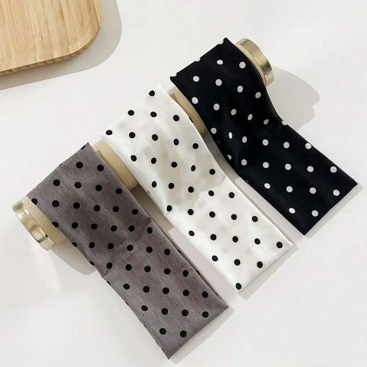 1/3pcs Set New Polka Dot Headbands, Fashion Dot Makeup Face Mask Headband, Sports & Casual Hair Accessories Summer Outfits - Multicolor - View 20