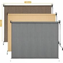 Toile d'ombrage en PEHD pour store vertical, tube en aluminium avec manivelle sans fil, store vertical, toile d'ombrage en PEHD pour pergola de terrasse, store de balcon - Gris foncé - Voir 7