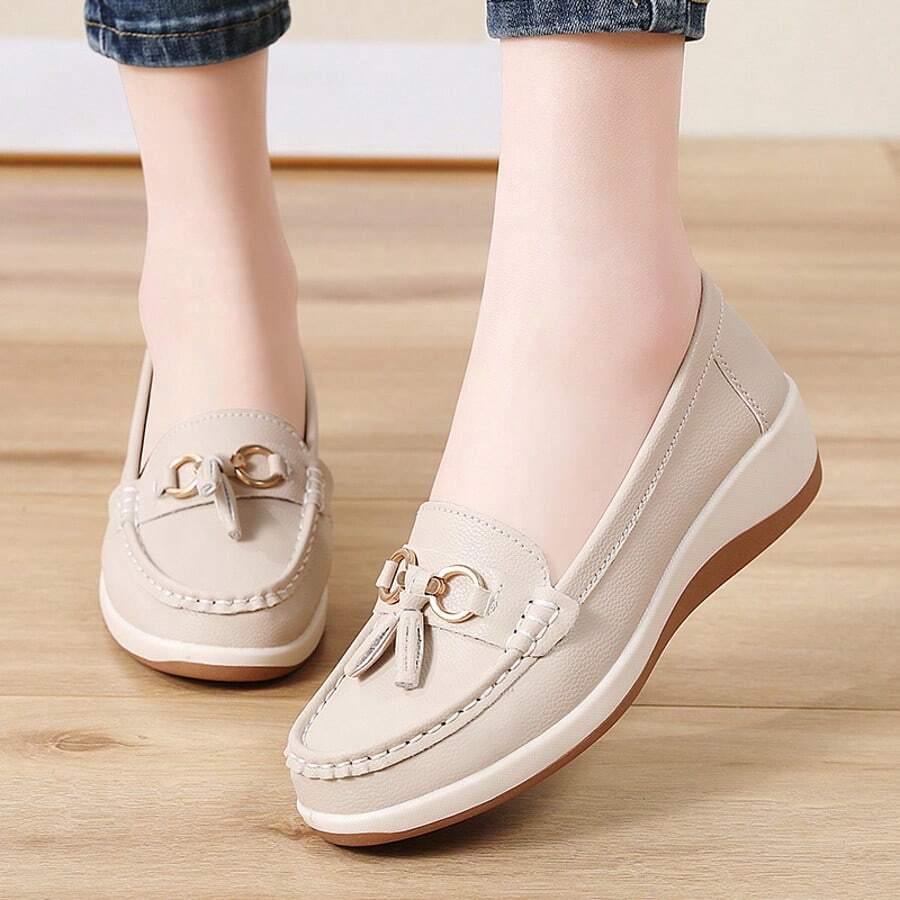 Giày đi bộ nữ chống trượt, thoải mái, đế mềm, thoáng khí, nhẹ - Màu be - Xem 1