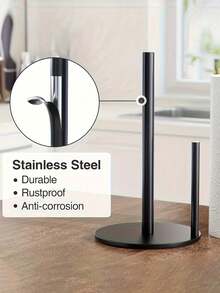 1个银色厨房纸巾架，台面纸巾盒，不锈钢纸巾架带加重底座，台面收纳架，节省空间纸巾架，壁挂式收纳，现代厨房配件，厨房用品，壁挂式分配器，厨房收纳配件 - 彩色 - 查看 3