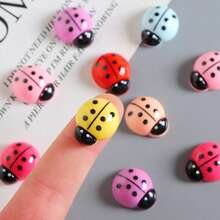 可爱瓢虫，逼真瓢虫冰箱贴，昆虫微缩模型，植物磁贴，趣味瓢虫盆栽，适合DIY手工，自粘迷你瓢虫，瓢虫装饰品，适合剪贴簿、微景观、派对、家居花园装饰，扁平木质瓢虫装饰品 - 小瓢蟲 - 查看 6