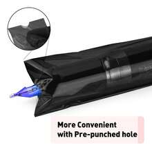 100个装，尺寸为6.4厘米宽 x 22厘米长，半透明PVC纹身机袋，带自粘封口，黑色 - 黑色 - 查看 5