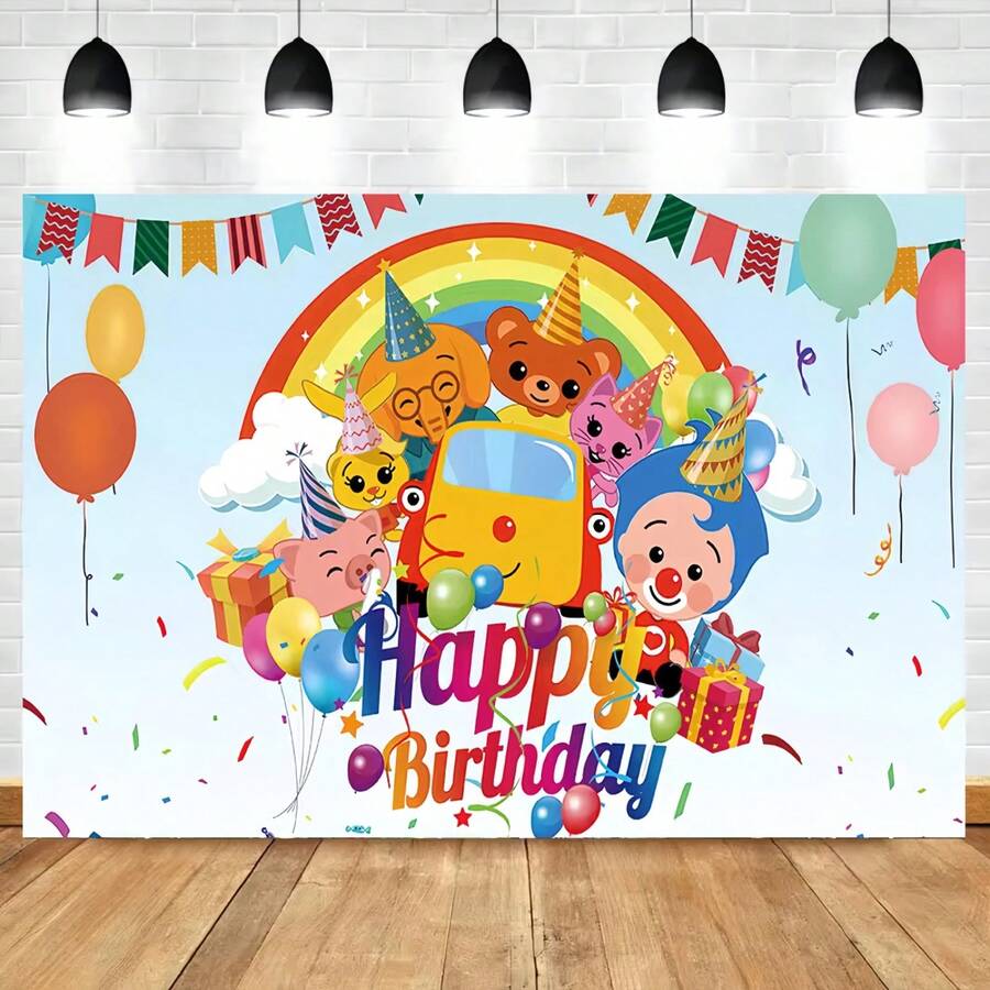 Plim Background Tapestry Children Birthday Party Photography Cartoon Photo Background Wall Rainbow Desktop Banner Decoration Baby Room - màu đen - Xem 1