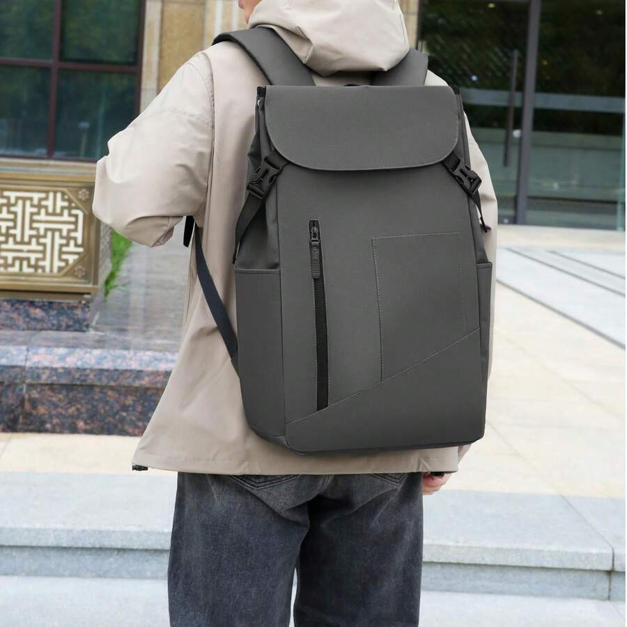 Ba lô nam dung tích lớn, ba lô công sở, đi làm, du lịch thường ngày, nhẹ, cao cấp. - Xám - Xem 1