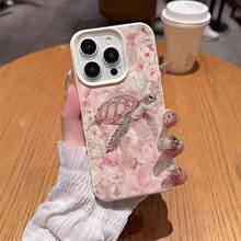 1pc TPU Soft Pink Floral Shell Turtle Pattern Phone Case Compatible With Apple 17 Pro Max/17/16 Pro Max/15/13/12/11, S20 FE/A15/S24/A55, Note 11/12/13 Pro, Full Body Shockproof Protective Cover - White - View 4