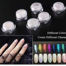Pearl White Nails Glitter Dust  Y2 1Box Moonlight White  Powder Pigment For Glazed Donut Nail Art, Moonlight Powder Mirror Effect Glitter 1pc Eyeshadow Sticks DIY Nail Charms Nail Gems Nail Supplies - 白色 - 查看 4
