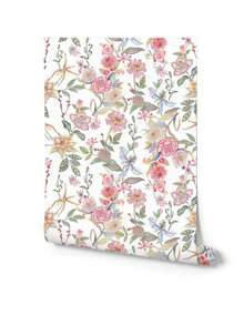 French Country Style Blue Patterned Wallpaper Roll, Suitable For Bedroom Or Bathroom - 1PC - View 4