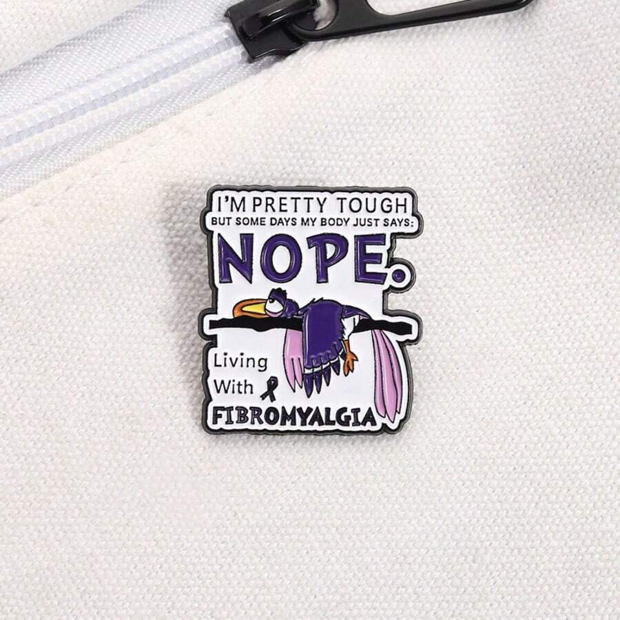 "I'm Pretty Tough But Some Days My Body Just Says NOPE" Fibromyalgia Enamel Pin | Purple Bird Chronic Illness Brooch For Backpacks, Jackets & Awareness Advocates - Multicolor - View 1